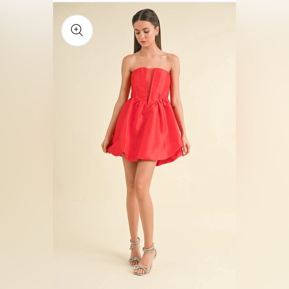 Klesis Fit and Flare Strapless Red Mini Dress size Large New With Tags Attached - Picture 5 of 7